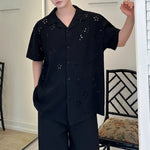 Summer Hollow Cuban Collar Loose Shirt