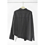 Womenâ€™s Striped Slanted Placket Irregular Hem Shirt