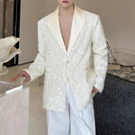 Sequined Lapel Single-button Blazer