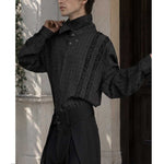 French Retro Striped Ruffled Collar Shirt