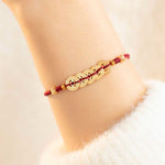 Buddha Stones Copper Coin Fortune Tree Luck Strength Braided Bracelet