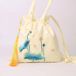 Buddha Stones Lotus Peony Epiphyllum Phoenix Suzhou Embroidery Cotton Linen Tote Crossbody Bag Shoulder Bag Handbag