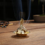 Buddha Stones Gold Gourd Star Feather Spiritual Meditation Mini Alloy Metal Incense Burner