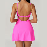 Buddha Stones Solid Backless Tennis Yoga Women Sports Dress