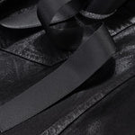 Dark Waxed Coated Ribbon Slightly Flared Mopping Stacked Denim Trousers