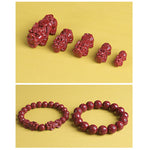 Buddha Stones Natural Double PiXiu Cinnabar Om Mani Padme Hum Wealth Luck Bead Bracelet