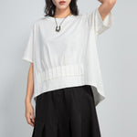 Loose Irregular Pleated Thin T-shirt