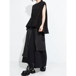 Women's Striped Spliced Elastic-waist faux Two-piece Culottes