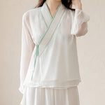 Buddha Stones Retro Prayer Zen Spiritual Meditation Practice Chiffon Clothing Women's Set
