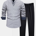 Long Sleeve Button Up Oxford Shirt & Slim Fit Tapered Trousers
