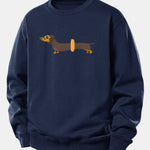 Dachshund With Swimming Ring Print Relax Fit Sweatshirt