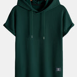 Ribbed Hooded  Arc Hem T-Shirt & Straight Leg Ribbed Pants