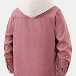 Long Sleeved Contrast Corduroy Hooded Shirt