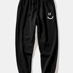 Smiley Face Print Drawstring Hoodie & Smiley Face Print Jogger Pants