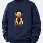 Headphone Bear Print Relax Fit Sweatshirt