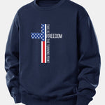 Freedom American Flag Cross Print Relax Fit Sweatshirt