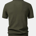 Textured Zip Up Knit Polo Shirt