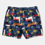 Palm Tree Color Block Print Swim Shorts