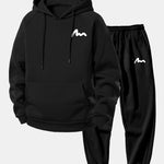 Letter Print Drawstring Hoodie & Letter Print Jogger Pants