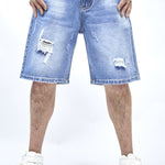 Ripped straight jeans - shorts