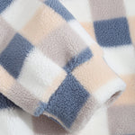Men's Classic Plaid Fluffy Faux Fur Lapel Jacket Corduroy Casual Pants Set