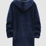 Men's Fleece-lined thickened knitted zipper Long  hooded jacket