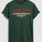 Men's "OAKLAND" letter print casual crew neck short sleeve T-shirt