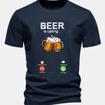 Regular Fit Beer Is Calling Print Cotton T-Shirt