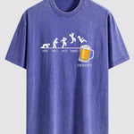 Beer Weekly Evolution Print Washed Distressed Drop Shoulder T-Shirt