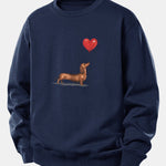 Heart-shaped Balloon Dachshund Print Relax Fit Sweatshirt