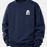 Ghost Drinking Coffee Print Relax Fit Sweatshirt