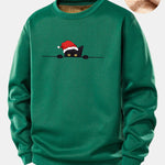 Christmas Black Cat Print Teddy Fleece Lined Sweatshirt
