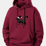 Christmas Colorful Light Black Cat Print Relax Fit Hoodie