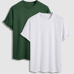 Men's 100% cotton basic round neck T-shirt two-piece set