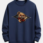 Halloween Zipper Evil Bear Print Relax Fit Sweatshirt