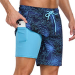 2 In 1 Palm Tree Print Swim Shorts