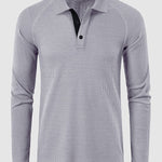 Men's lapel half-button waffle long-sleeved Polo