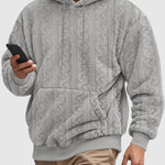 Men's Hooded Jacquard Teddy Fleece Sports Casual Sweatshirt