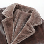 Faux Fur Lined Long Line PU Leather Coat