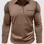 Men's lapel half-button long-sleeved Polo