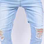 Destroyed Straight Leg Zipper Fly Jeans