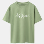 Heartbeat Music Print Drop Shoulder Oversize T-Shirt