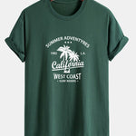 Regular Fit California Palm Tree Print Cotton T-Shirt