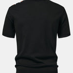 Stripe Knit Zip Up Polo Shirt & Straight Leg Ribbed Pants