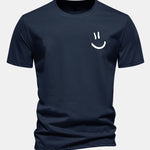Regular Fit Smiley Face Print Cotton T-Shirt