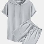 Ribbed Hooded  Arc Hem T-Shirt & Shorts
