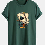 Regular Fit Dice Playing Cards Print Cotton T-Shirt