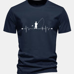 Regular Fit Fishing Man Print Cotton T-Shirt