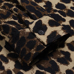 Men's Leopard  Corduroy Lapel Casual Long Sleeve Shirt