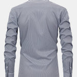 Long Sleeve Stripe Button Up Shirt & Elastic Waist Straight Leg Trousers